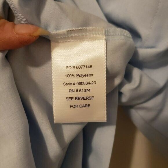 Doc & Amelia by Cintas Womens Sz L Blue  Solid Short Sleeve Button Down Blouse - Picture 3 of 4